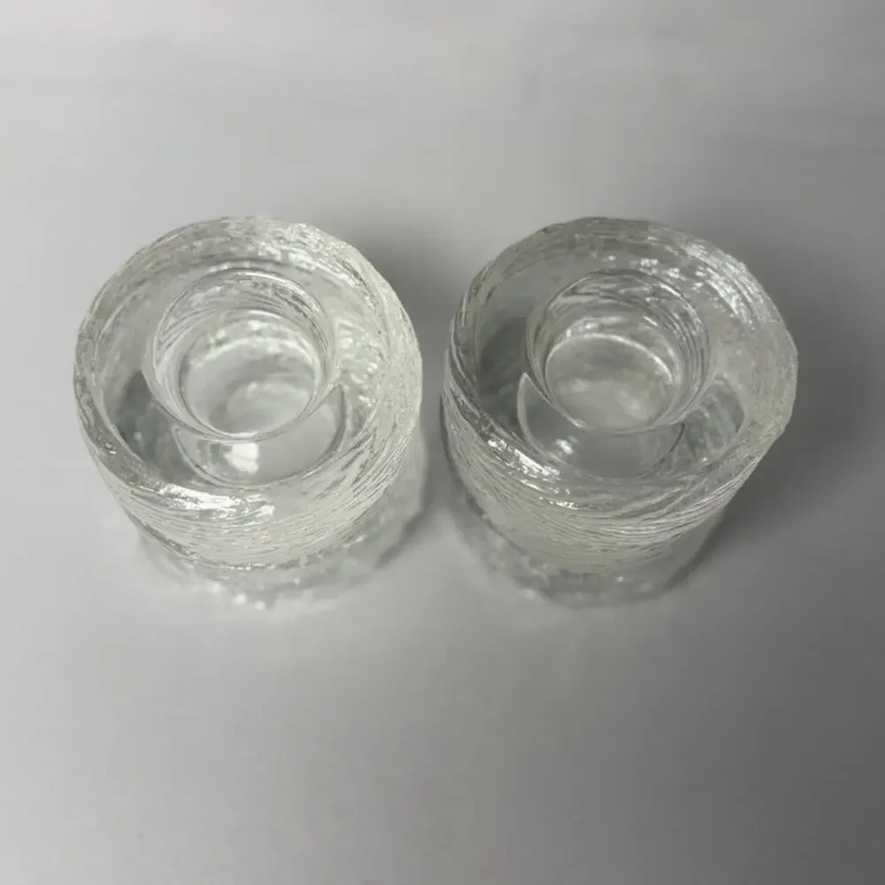 Set of 2 Simon Pearce Echo Lake Wrapped Glass Tealight Votive Candle Holders
